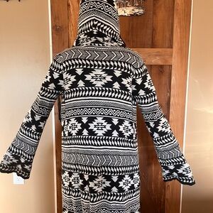 Black and White Aztec Patterned Coat